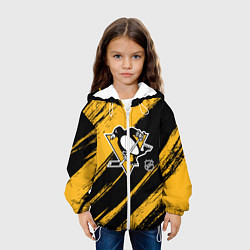 Куртка с капюшоном детская Питтсбург Пингвинз - брызги краски, цвет: 3D-белый — фото 2