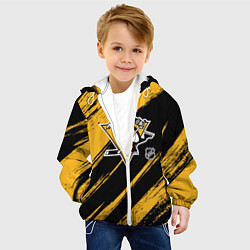 Куртка с капюшоном детская Питтсбург Пингвинз - брызги краски, цвет: 3D-белый — фото 2