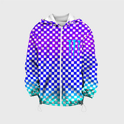 Куртка с капюшоном детская Monster шахматная клетка градиент, цвет: 3D-белый