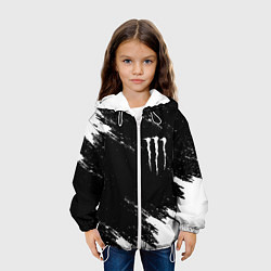 Куртка с капюшоном детская Monster energy краски штрихи белые, цвет: 3D-белый — фото 2