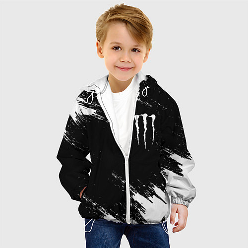 Детская куртка Monster energy краски штрихи белые / 3D-Белый – фото 4