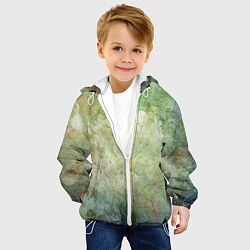 Куртка с капюшоном детская Абстракция - faded spots on a green background, цвет: 3D-белый — фото 2