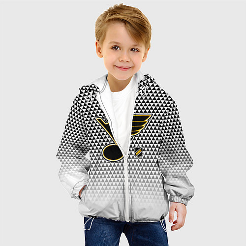 Детская куртка Сент Луис Блюз - белый градиент / 3D-Белый – фото 4