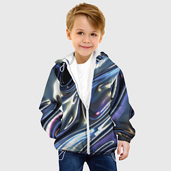 Куртка с капюшоном детская Серебро жидкий металл, цвет: 3D-белый — фото 2