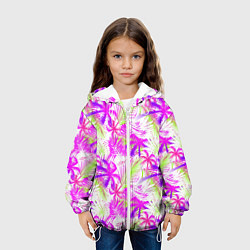Куртка с капюшоном детская Palm tree pink, цвет: 3D-белый — фото 2