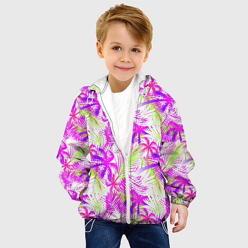 Детская куртка Palm tree pink / 3D-Белый – фото 4