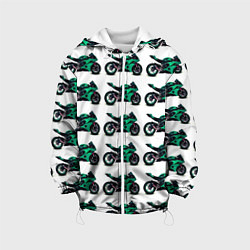 Куртка с капюшоном детская Motorcycle turquoise, цвет: 3D-белый