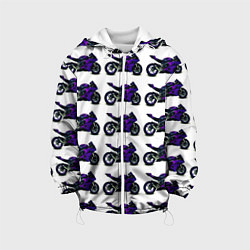 Куртка с капюшоном детская Motorcycle purple gloss, цвет: 3D-белый