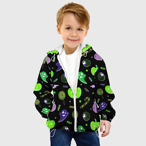 Детская куртка Halloween black pumpkin pattern / 3D-Белый – фото 4