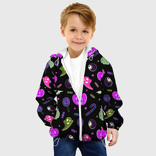 Детская куртка Halloween pink black pumpkin / 3D-Белый – фото 4