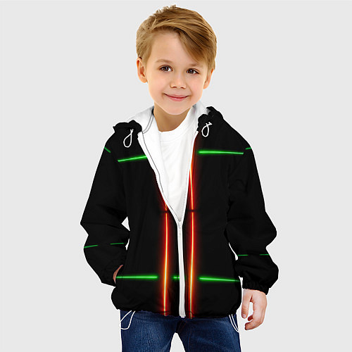 Детская куртка Neon green black red line / 3D-Белый – фото 4