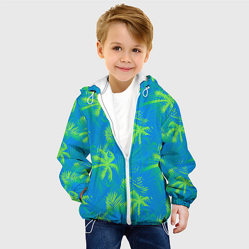 Детская куртка Palm light green light blue / 3D-Белый – фото 4