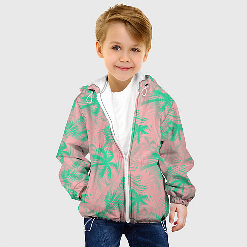 Детская куртка Palm turquoise pink / 3D-Белый – фото 4