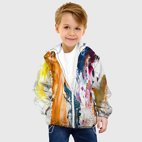 Детская куртка Разноцветные мазки кисти на палитре художника / 3D-Белый – фото 4