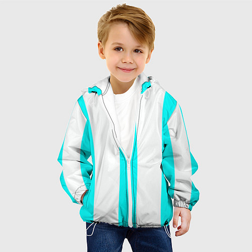 Детская куртка Color light blue white lines / 3D-Белый – фото 4