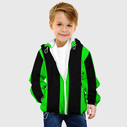 Куртка с капюшоном детская Color green black lines, цвет: 3D-белый — фото 2