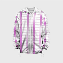 Куртка с капюшоном детская Color white cage pink line, цвет: 3D-белый