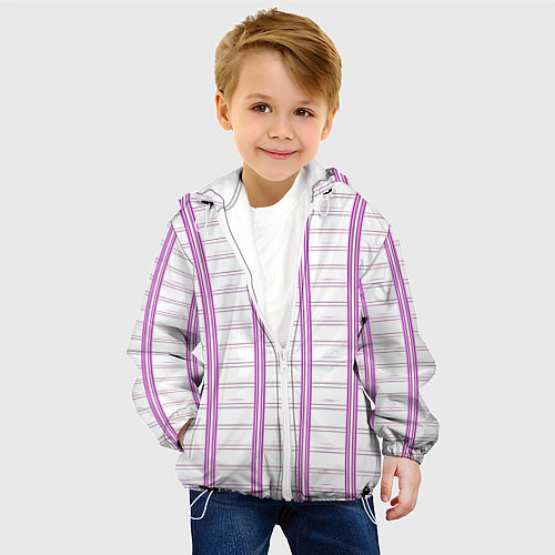 Детская куртка Color white cage pink line / 3D-Белый – фото 4