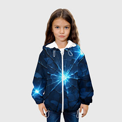 Куртка с капюшоном детская Синий камуфляж со вспышками, цвет: 3D-белый — фото 2