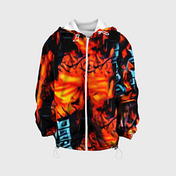 Куртка с капюшоном детская Абстрактная текстура рыжего пламени, цвет: 3D-белый