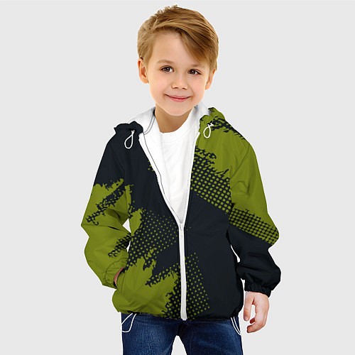 Детская куртка Абстрактная текстура в зеленом / 3D-Белый – фото 4
