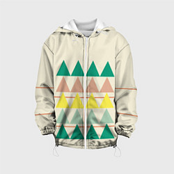 Куртка с капюшоном детская Абстрактный лес - треугольники на светлом, цвет: 3D-белый