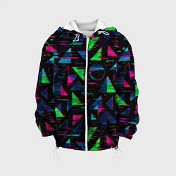 Куртка с капюшоном детская Геометрия глитч, цвет: 3D-белый