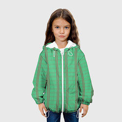 Куртка с капюшоном детская Color green cage brown stripes, цвет: 3D-белый — фото 2