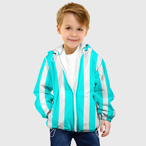 Детская куртка Color blue white stripes / 3D-Белый – фото 4