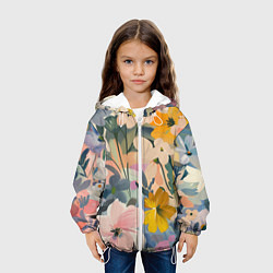 Куртка с капюшоном детская Цветы цветочки, цвет: 3D-белый — фото 2