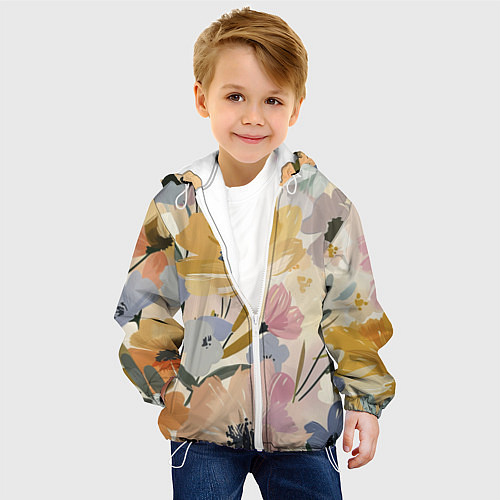 Детская куртка Цветы акварель / 3D-Белый – фото 4