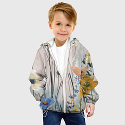 Куртка с капюшоном детская Цветы полевые, цвет: 3D-белый — фото 2