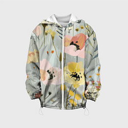 Куртка с капюшоном детская Цветы и цветочки, цвет: 3D-белый