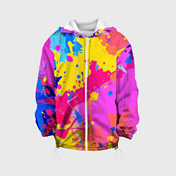 Куртка с капюшоном детская Яркие пятна акриловой краски на стене, цвет: 3D-белый