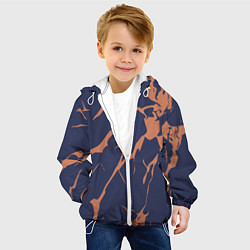 Куртка с капюшоном детская Разломы на синем, цвет: 3D-белый — фото 2