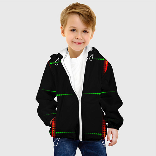 Детская куртка Color black green orange stripes / 3D-Белый – фото 4
