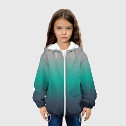Куртка с капюшоном детская Градиент серо-зеленый, цвет: 3D-белый — фото 2