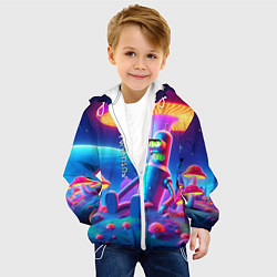 Куртка с капюшоном детская Робот-сгибальщик Бендер находится под неоновым мух, цвет: 3D-белый — фото 2