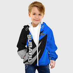 Куртка с капюшоном детская Subaru - синий, цвет: 3D-белый — фото 2
