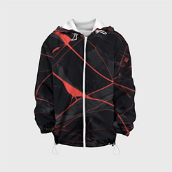 Куртка с капюшоном детская Текстура мрамора с красными полосками, цвет: 3D-белый