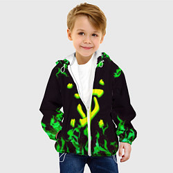 Куртка с капюшоном детская Doom зелёный огонь, цвет: 3D-белый — фото 2