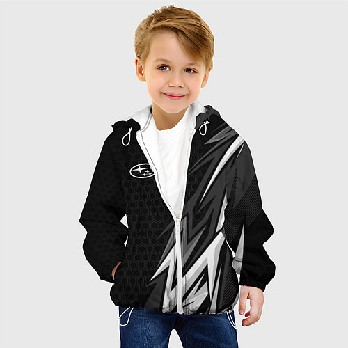 Детская куртка Subaru - монохромный черный / 3D-Белый – фото 4