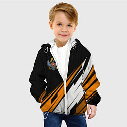 Куртка с капюшоном детская Российская империя - оранжевый спорт, цвет: 3D-белый — фото 2