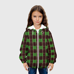 Куртка с капюшоном детская Neon color black and green stripes, цвет: 3D-белый — фото 2