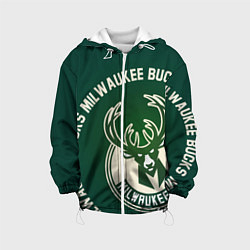 Куртка с капюшоном детская Milwaukee Bucks надпись, цвет: 3D-белый