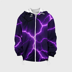 Куртка с капюшоном детская Фиолетовые молнии, цвет: 3D-белый