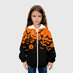 Куртка с капюшоном детская Хэллоуин тыквы и призраки, цвет: 3D-белый — фото 2