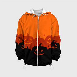 Куртка с капюшоном детская Хэллоуин счастливые тыквы, цвет: 3D-белый