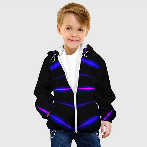 Детская куртка Color black neon stripes / 3D-Белый – фото 4