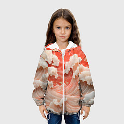 Куртка с капюшоном детская Японские красные волны, цвет: 3D-белый — фото 2